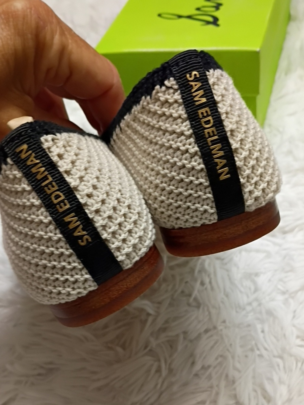 Sam Edelman Madison Ivory Black Crochet Flats Women's Sz 11 M 🌴 🆕 - Picture 5 of 7